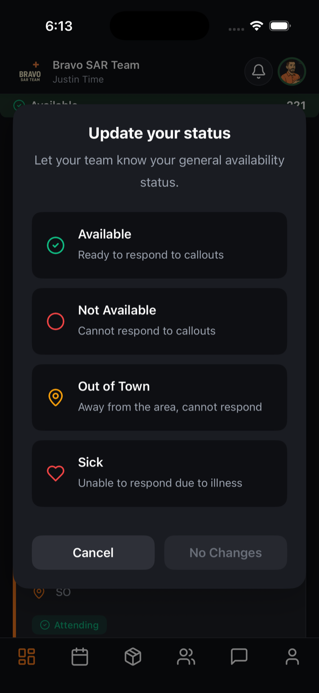 Updating general availability status in the SAR21 mobile app