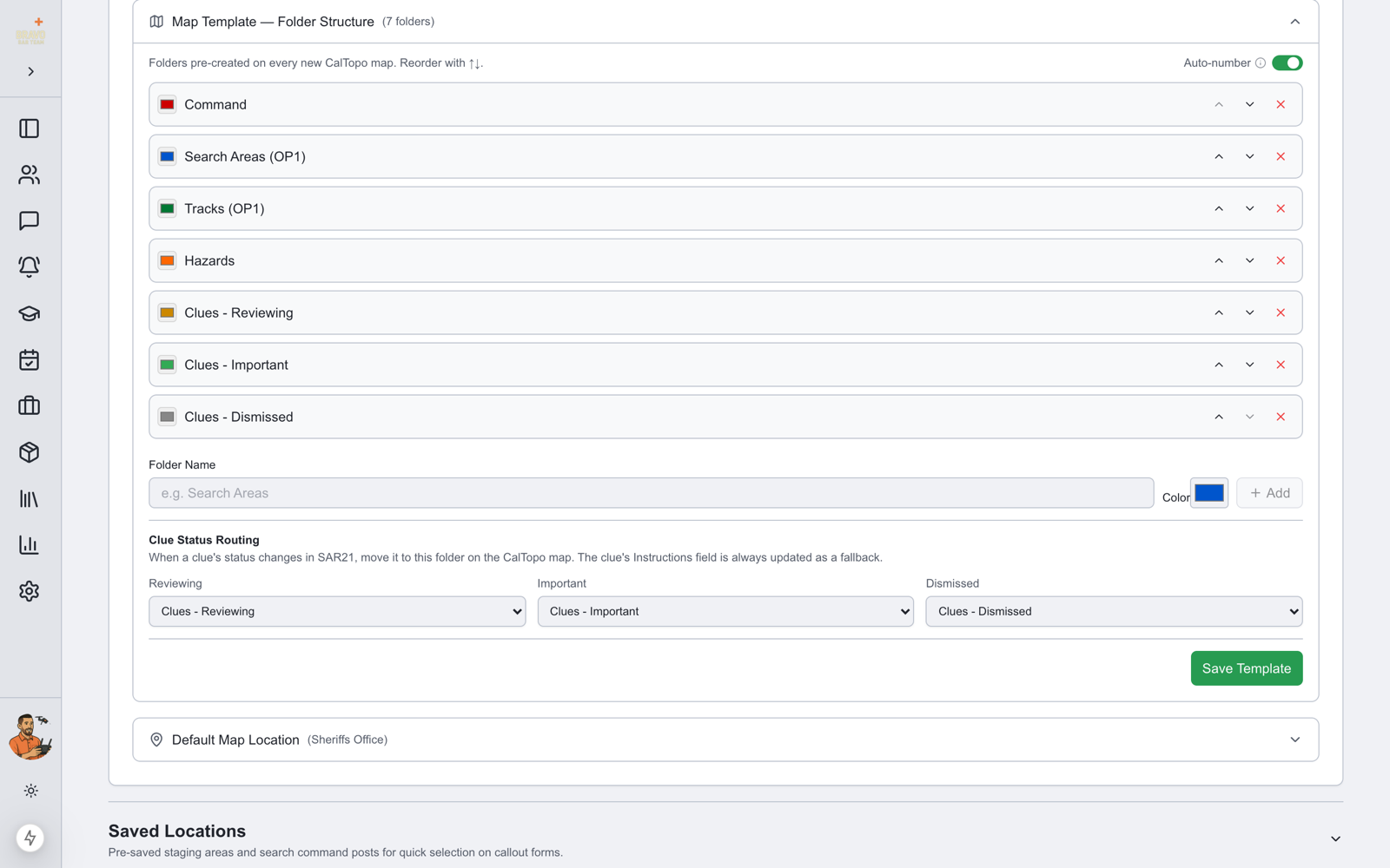 Map template folder configuration in SAR21 admin settings
